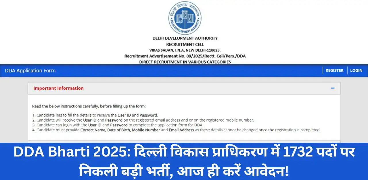 DDA Bharti 2025